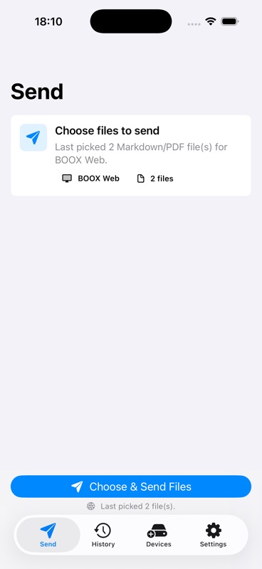 InkDock iOS Send screen