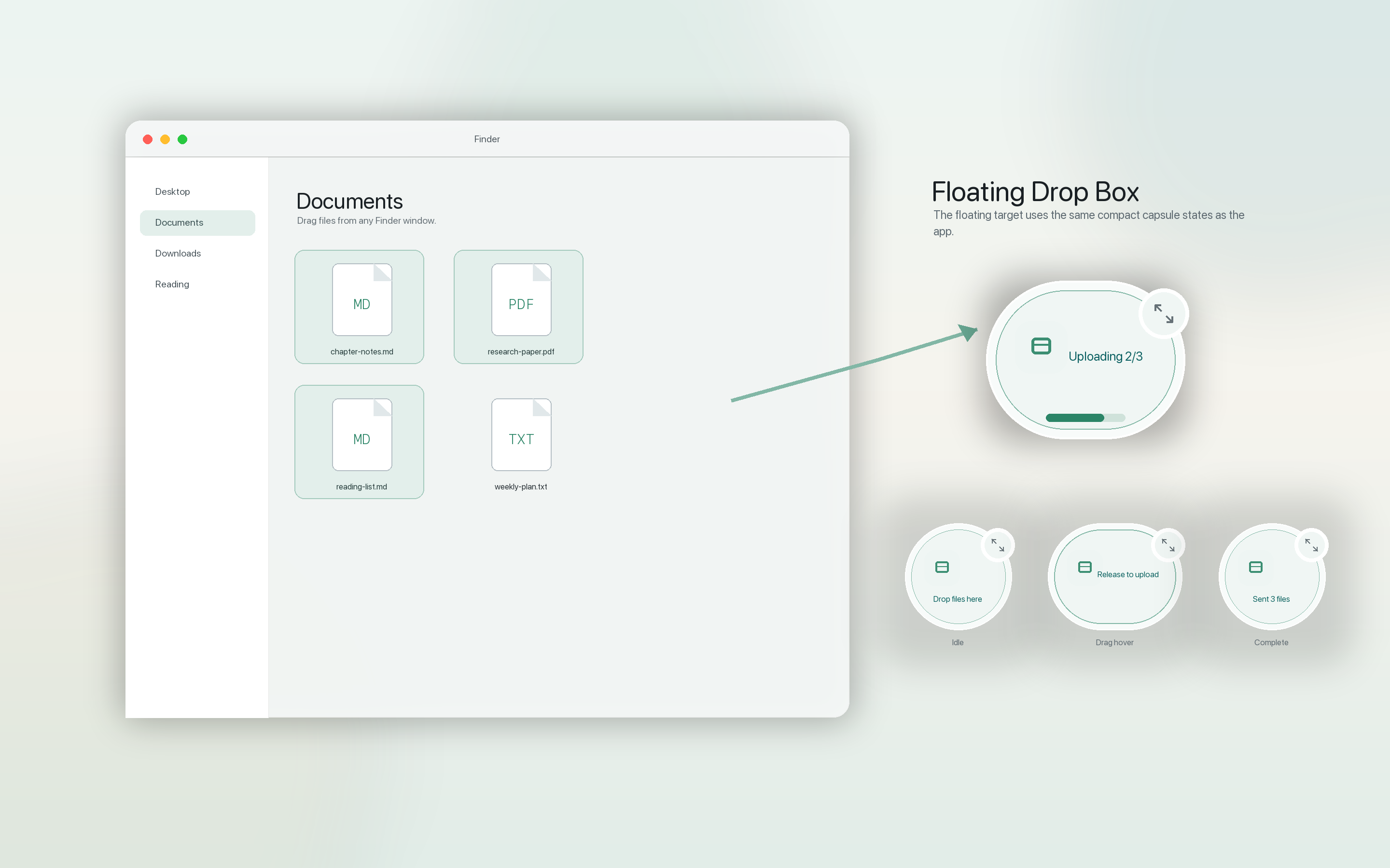 InkDock Floating Drop Box on macOS