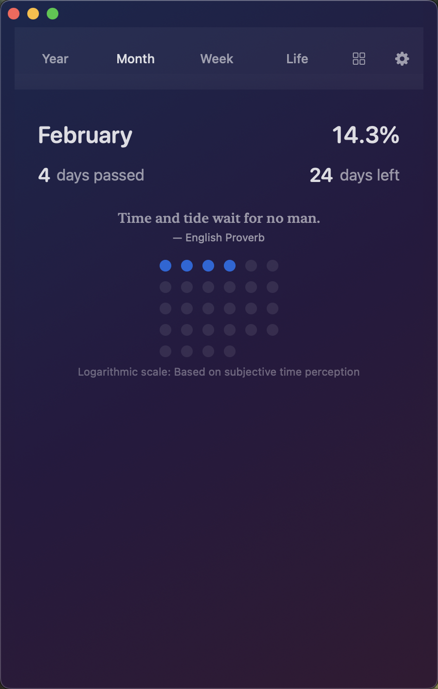 Time, Left month progress view