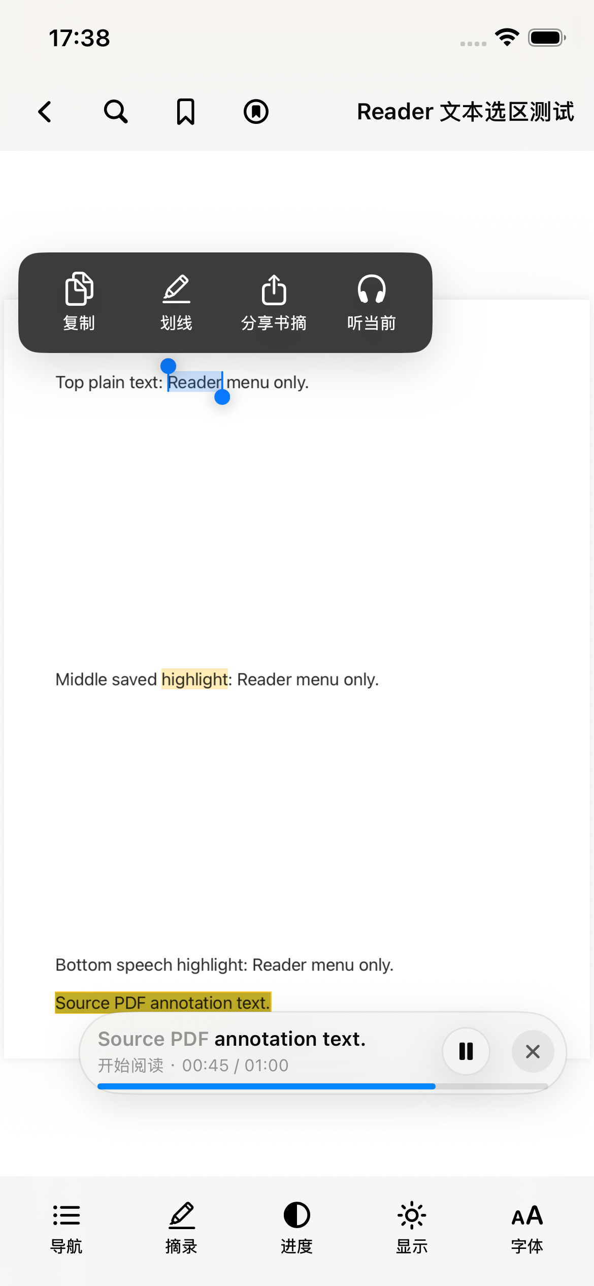 VoxArk text actions and narration on iPhone